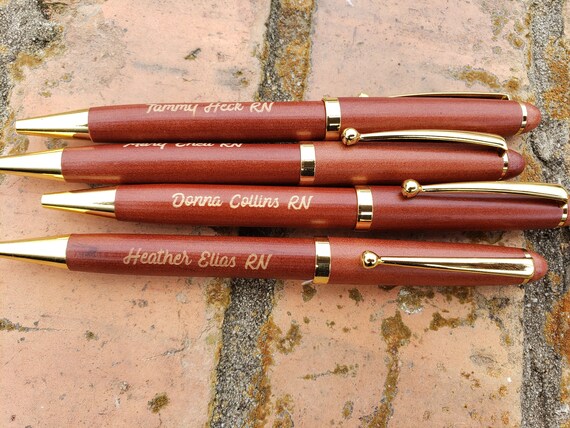 Lot of 10 to 20 Personalized Rosewood Pens Custom Laser Engraved