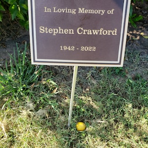 Custom Bronze Outdoor Plaque on 24" Stake, Tall Memorial Garden Sign