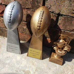 Set of 3 Fantasy Football Trophy, 1st Place Fantasy Football, Fantasy Football Loser, Super Bowl Replica Trophy, 2nd Place Fantasy Football