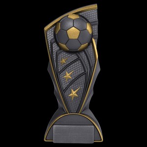 Personalized 9&quot; Soccer Trophy: Engraved Graphite Gray Plastic Award