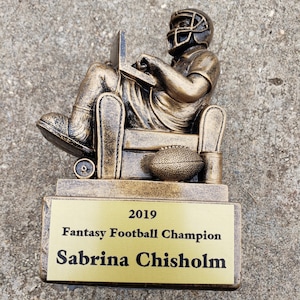 Personalized 6&quot; Antique Gold Fantasy Football Trophy, Fantasy Football Champion, Fantasy Football League Trophy