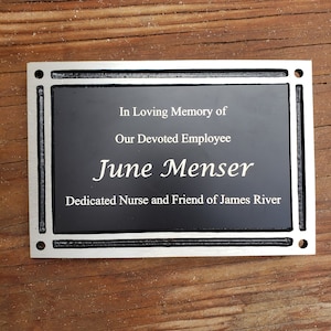 Memorial Plaque, Outdoor Plaque, Garden Plaque, Bench Plaque, Custom Plaque, Black Outdoor Plaque
