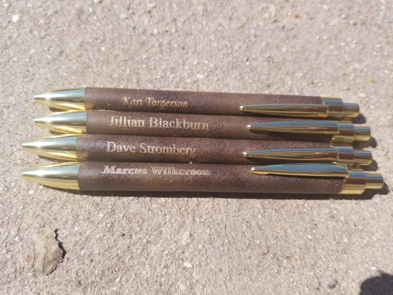 Personalized Engraved Leather Wrapped Pen Personalized Pen Etsy