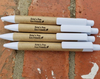 Custom Recycled Paper Pen, Eco Friendly Promo Swag, Sustainable Business Logo, Earth Day