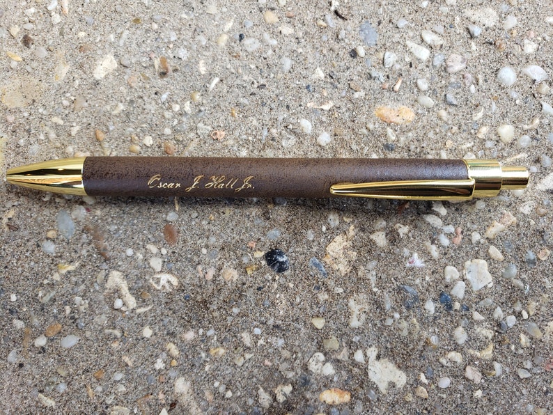Personalized Engraved Leather Wrapped Pen Personalized Pen Etsy