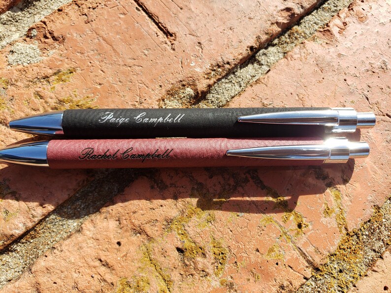 Personalized Engraved Leather Wrapped Pen Personalized Pen Etsy