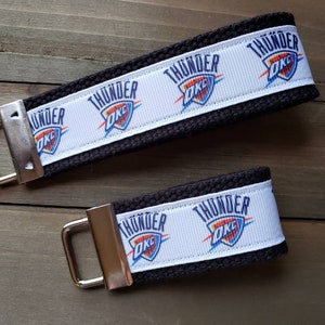 Oklahoma City Thunder Keychain  / Wristlet Keychain /  Ribbon Keychain / Ribbon Keyfob / Teacher Gift / Gifts Under 10