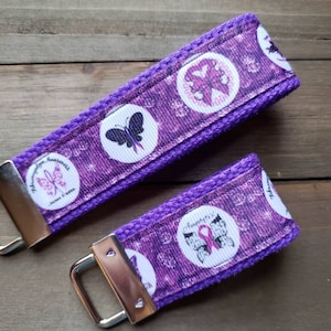 Fibromyalgia Awareness Keychain  / Ribbon Keychain / Ribbon Keyfob / Teacher Gift / Gifts Under 10 / Stocking Stuffer