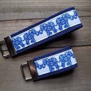 Elephant Keychain / Wristlet Keychain / Ribbon Keychain / Ribbon Keyfob / Teacher Gift / Gifts Under 10 image 1