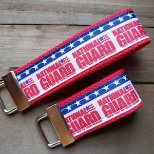 National Guard Keychain  / Wristlet Keychain /  Ribbon Keychain / Ribbon Keyfob / Teacher Gift / Gifts Under 10