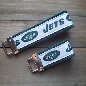 New York Jets Keychain  / Wristlet Keychain /  Ribbon Keychain / Ribbon Keyfob / Teacher Gift / Gifts Under 10