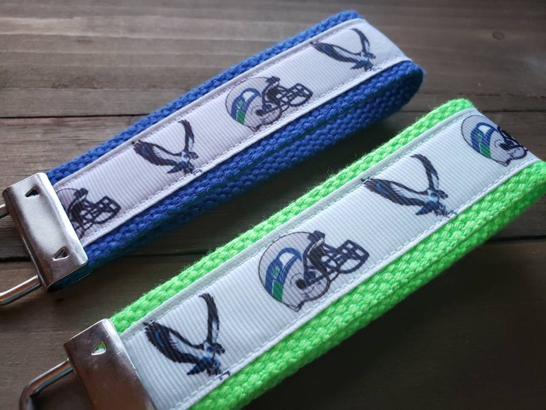 Seattle Seahawks Keychain / Wristlet / Ribbon Keychain / Ribbon Keyfob / Teacher Gift / Gifts Under 10 / Stocking Stuffer image 2