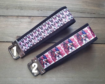 Dog Keychain  / Wristlet Keychain / Ribbon Keychain / Ribbon Keyfob / Teacher Gift / Gifts Under 10 / Stocking Stuffer
