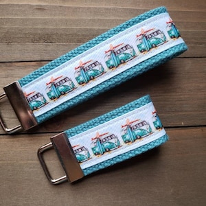 Surfer Keychain  / Wristlet Keychain /  Ribbon Keychain / Ribbon Keyfob / Teacher Gift / Gifts Under 10 / Stocking Stuffer