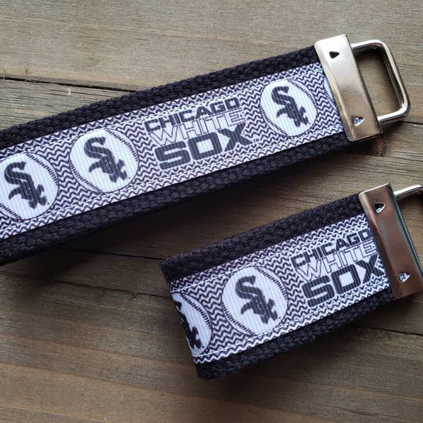 Chicago White Sox Keychain  / Wristlet  /  Ribbon Keychain / Ribbon Keyfob / Teacher Gift / Gifts Under 10 / Stocking Stuffer