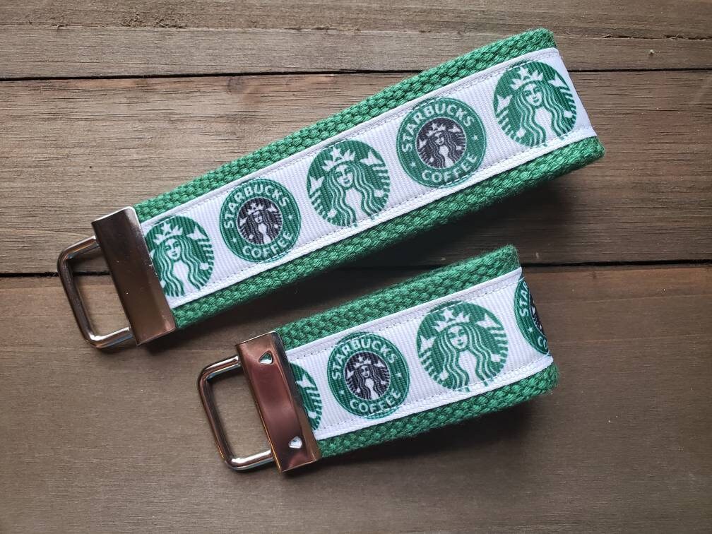 Starbucks Coffee Keychain / READY TO SHIP / Wristlet Keychain /  Ribb…