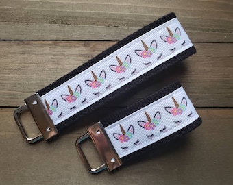 Unicorn Keychain  / Wristlet  /  Ribbon Keychain / Ribbon Keyfob / Teacher Gift / Gifts Under 10