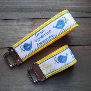 Down Syndrome Awareness Keychain  / Ribbon Keychain / Ribbon Keyfob / Teacher Gift / Gifts Under 10