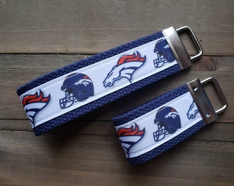 Denver Broncos Keychain  / Wristlet  /  Ribbon Keychain / Ribbon Keyfob / Teacher Gift / Gifts Under 10 / Stocking Stuffer