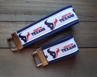 Houston Texans Keychain  / Wristlet  /  Ribbon Keychain / Ribbon Keyfob / Teacher Gift / Gifts Under 10 / Stocking Stuffer