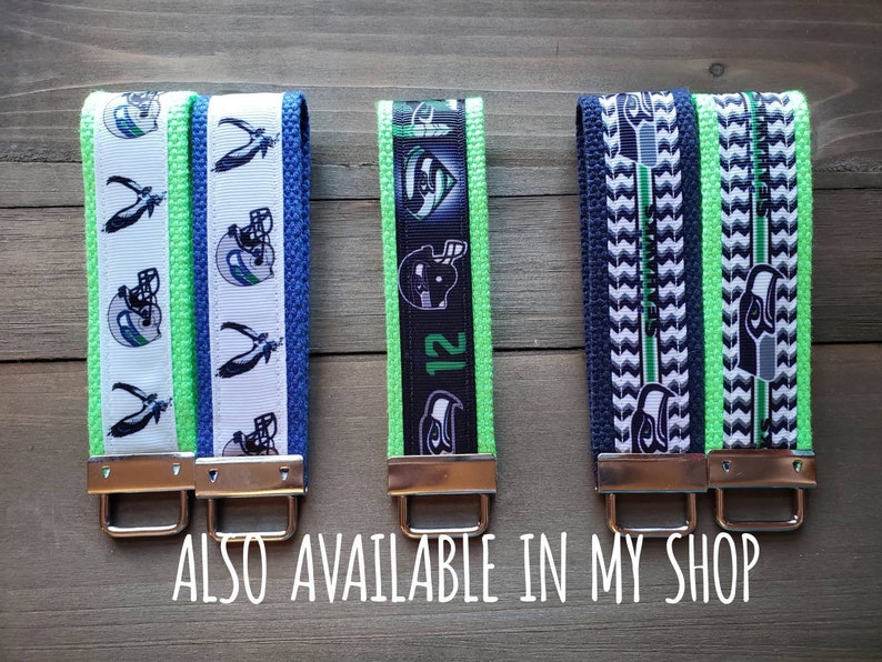 Seattle Seahawks Keychain / Wristlet / Ribbon Keychain / Ribbon Keyfob / Teacher Gift / Gifts Under 10 / Stocking Stuffer image 5