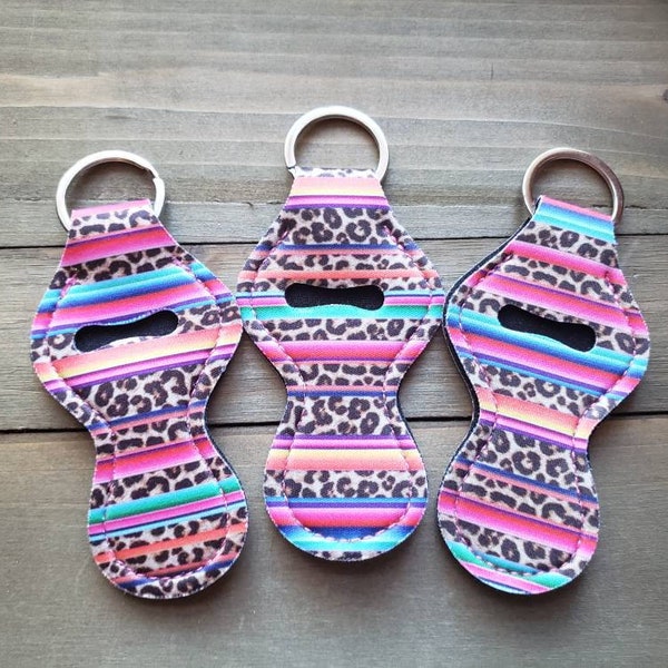 10 pk Serape and Animal Print Chapstick Holder / READY TO SHIP / Lip Balm Holder / Neoprene Keychain / Teacher Gift  (sku b5)