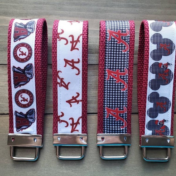 Alabama Keychain  / Wristlet Keychain /  Ribbon Keychain / Ribbon Keyfob / Teacher Gift / Gifts Under 10 / Stocking Stuffer