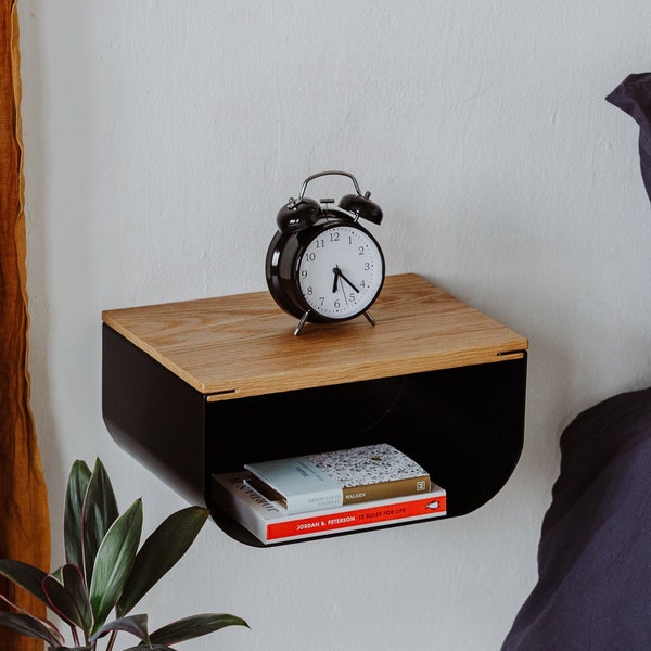 Floating Night Stand, Wood Nightstand, Bedside Table, Nachttisch Schwebend, Mounted Wall Nightstand, Bedside Shelf, Schwebender Nachttisch