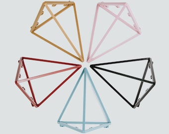 Geometric Triangle Shelf Brackets, Powder Coated Steel, Set of 2
