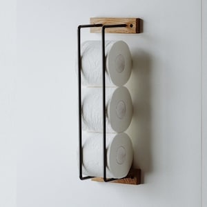 Soporte de papel higiénico montaje en pared, Toilettenpapierhalter, almacenamiento de papel higiénico, soporte de papel higiénico, Toilettenpapier Aufbewahrung aus Holz