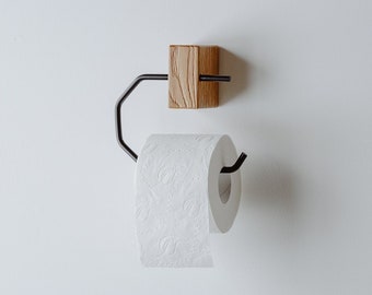 木製＆金属製トイレットペーパーホルダー、モダンな壁掛け式