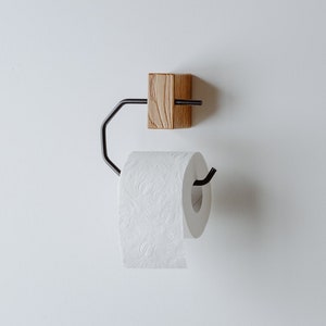 Porta carta igienica da parete, porta carta igienica piccolo e semplice, Toilettenpapierhalter, Klopapierhalter, Dispenser di carta igienica in legno e metallo