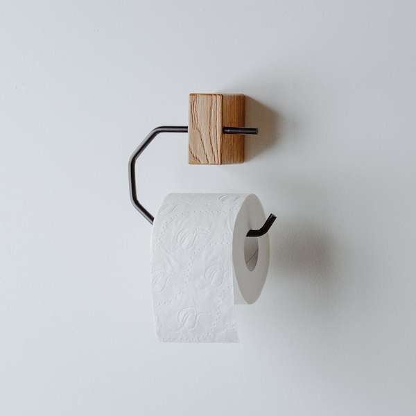 Toilet Paper Holder Wall Mount, Small Simple Toilet Roll Holder, Toilettenpapierhalter, Klopapierhalter, Wood Metal Toilet Paper Dispenser