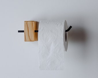 Porte-papier toilette Petit support mural pour salle de bain, porte-rouleau de toilette en bois fait à la main, Toilettenpapierhalter aus Holz, Klopapierhalter