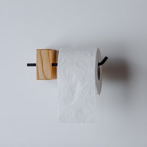 Toilet Paper Holder Small Wall Mount for Bathroom, Handmade Wooden Toilet Roll Holder, Toilettenpapierhalter aus Holz, Klopapierhalter