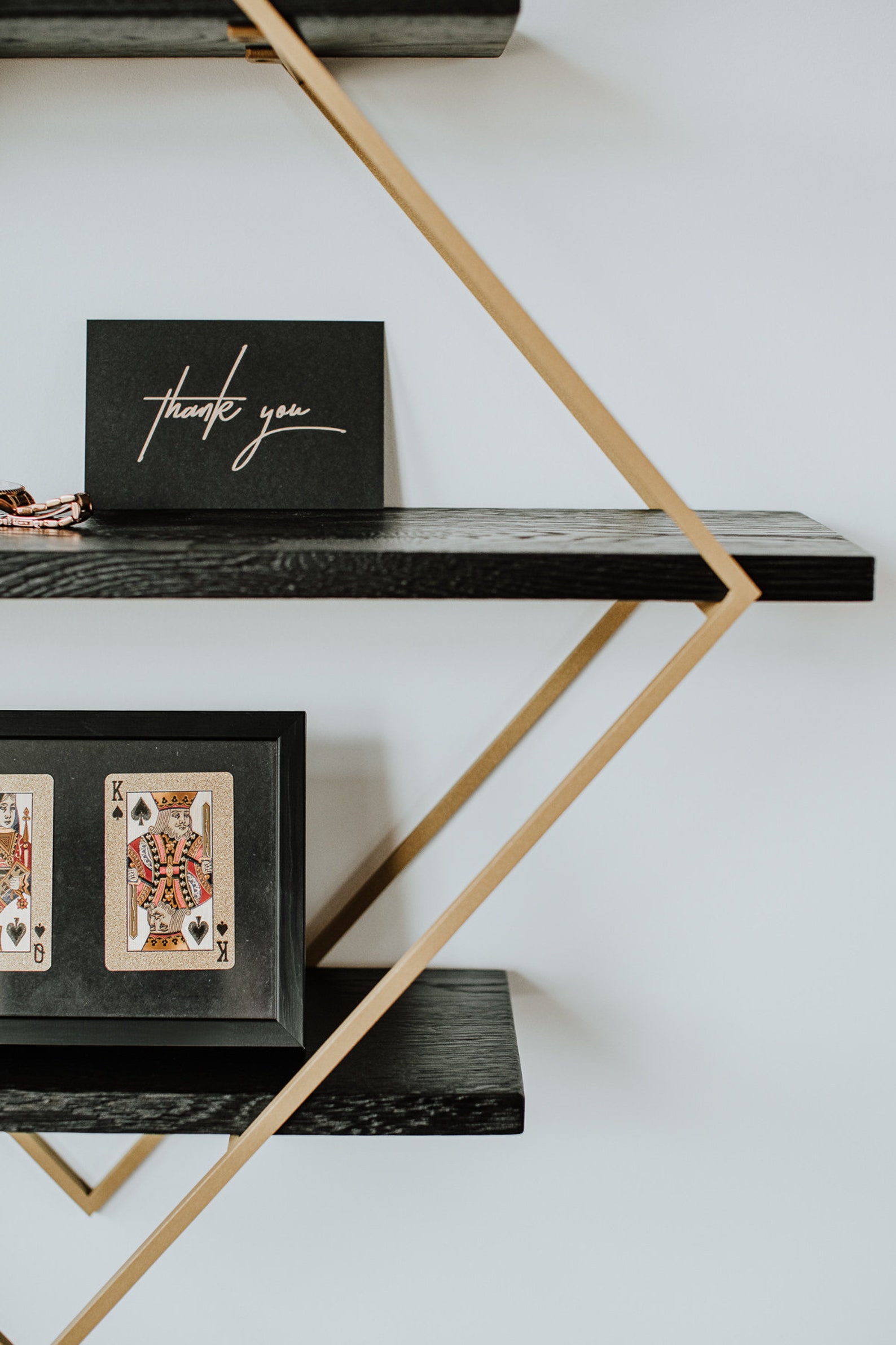 Black and Gold Edition Wall Shelf Handmade Shelf From Solid | Etsy