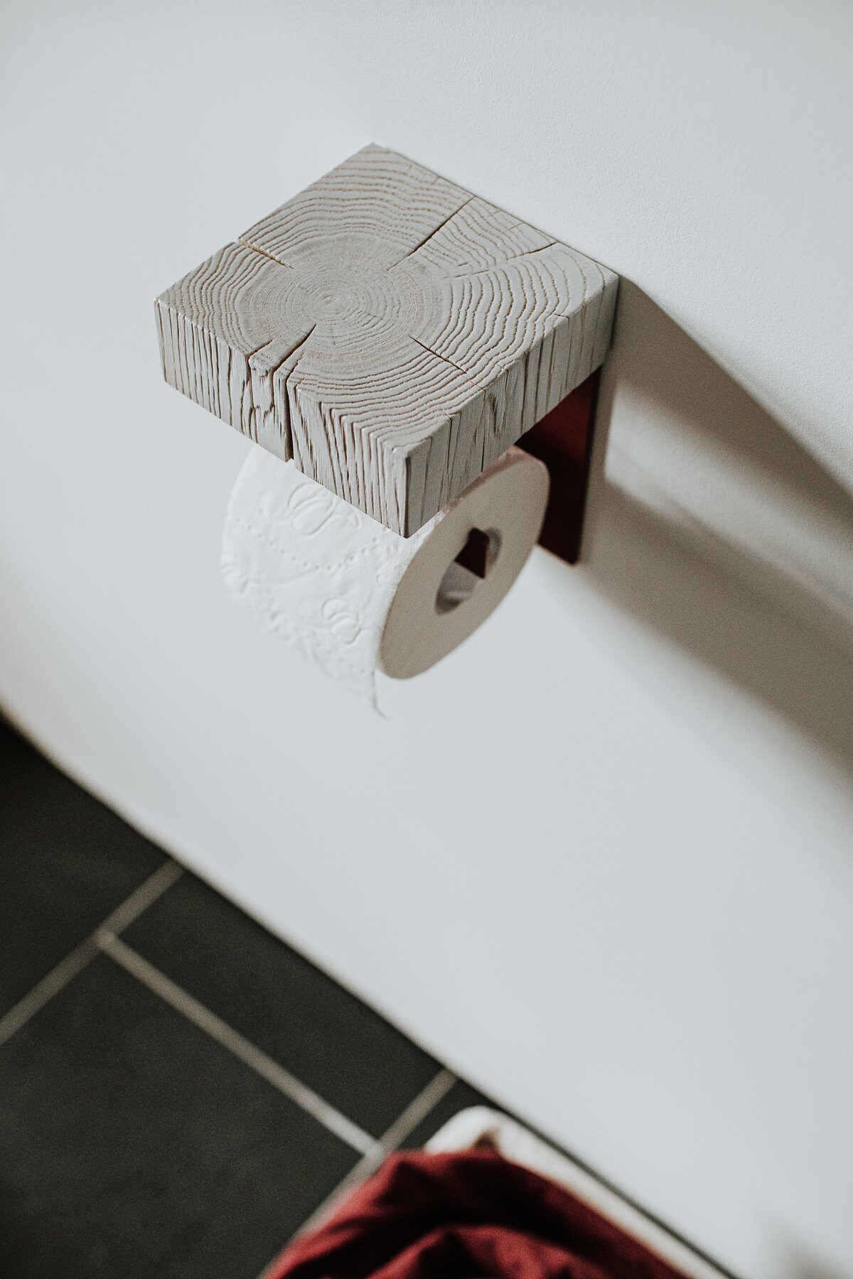 Toilettenpapierhalter Aus Holz Mit Ablage – Weiß, Wandmontiert, Made In France
