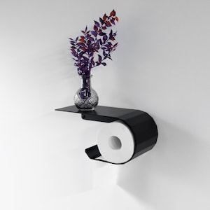 Porta carta igienica con ripiano, Toilettenpapierhalter aus Metal, Klopapierhalter, Supporto a parete per portarotolo, arredo bagno Handgemacht