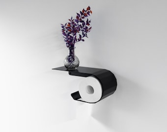 Metal Toilet Paper Holder with Shelf, Handmade Bathroom Decor