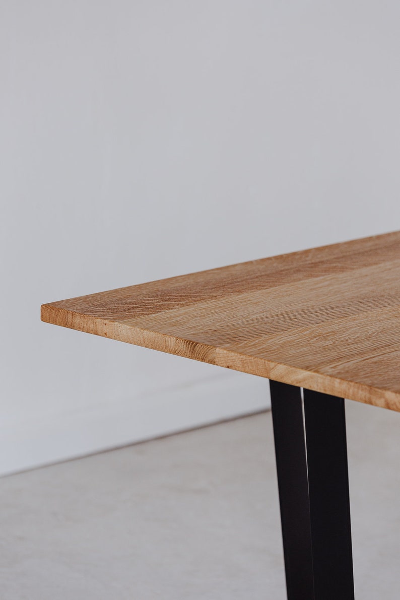 Holz Couchtisch, Quadratischer Tisch, Moderne Möbel, Tischbeine aus Metall, Wohnzimmer Interior, Stahlholz Material, Kleiner Tisch, Eichenholzoberfläche Bild 6