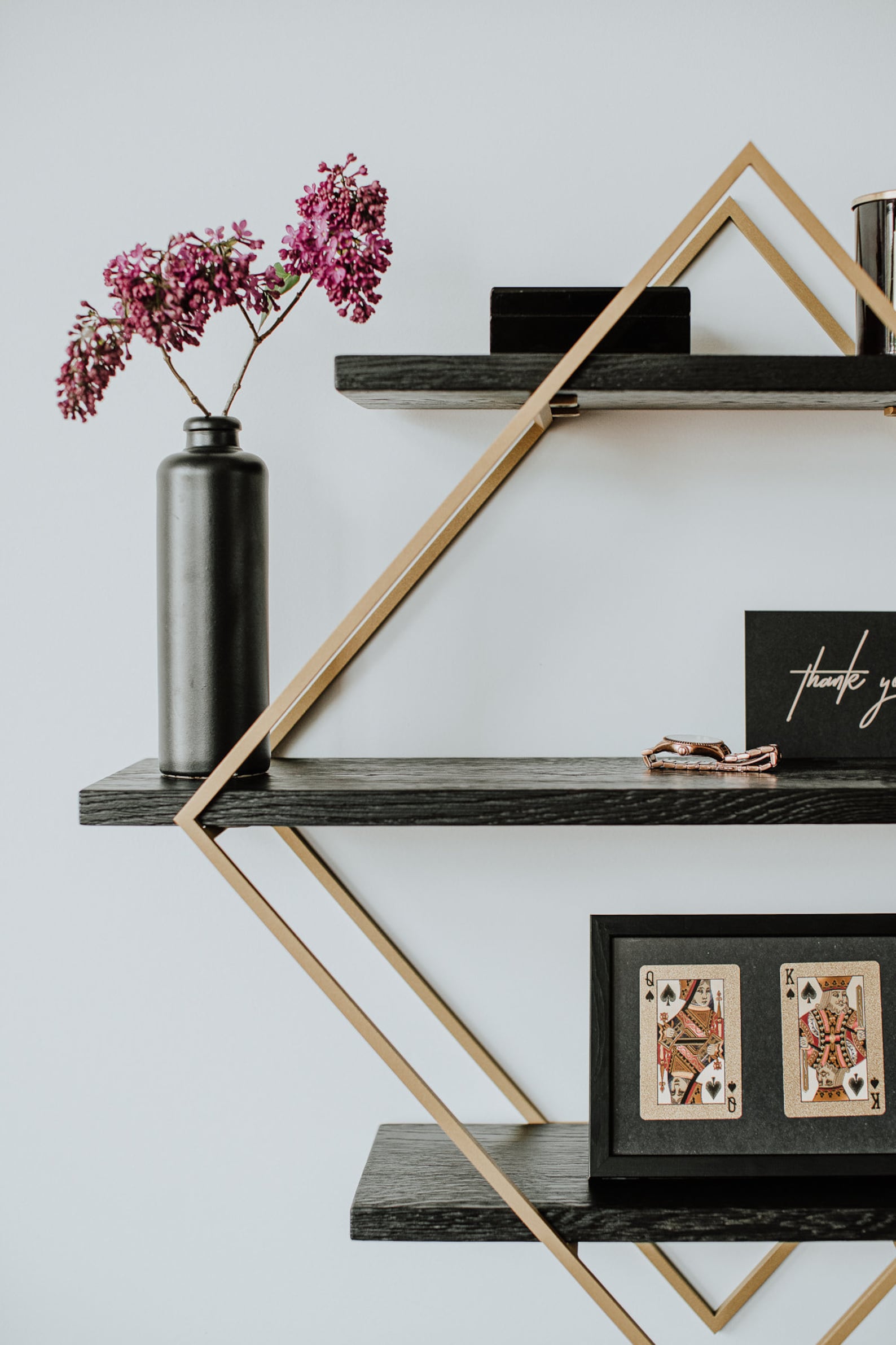 Black and Gold Edition Wall Shelf Handmade Shelf From Solid Etsy