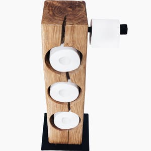 Toilet Paper Holder Free Standing, Toilettenpapierhalter Holz, Klopapierhalter, Toilet Roll Holder, Rustic Toilet Paper Holder for Bathroom image 3