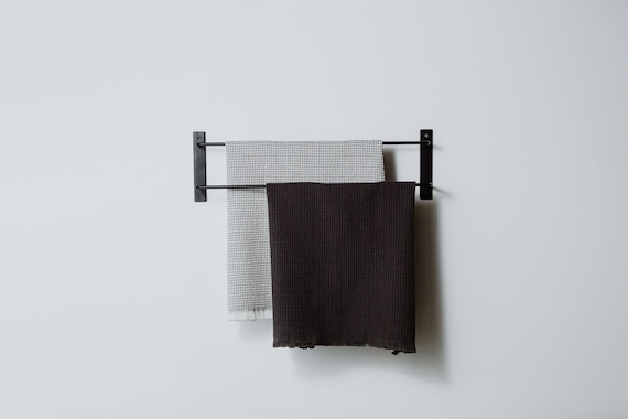 Black Steel Wall Mounted Towel Rack, Modern Bathroom
