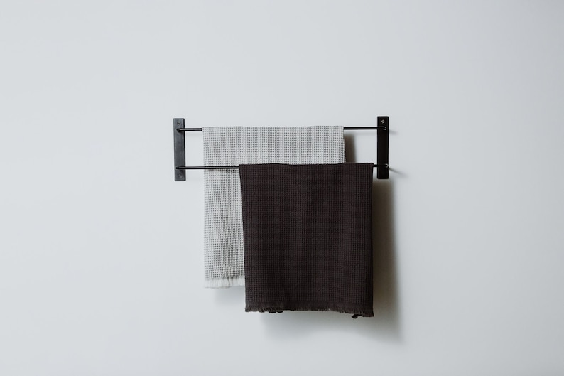 Towel Rail, Mounted Towel Rack, Towel Holder, Black Steel Metal Towel Bar - visually characterized by very aesthetic, perfectly curved and fine lines, but practically the product has thoroughness and high durability.