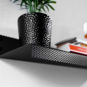 Perforated Metal Wall shelf, Handcrafted Shelving, Wandregal aus Metall, Handtuchhalter Schwarz Metall, Floating Shelf, Floating shelf