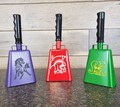 Cowbell, custom powdercoated team colors and logos, personalized, engraved
