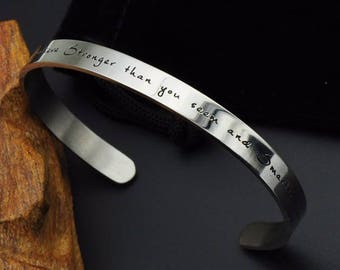 Stainless Steel ' You are Braver than you believe Stronger than you seem and Smarter than you think ' Inspirational Bracelet, Cuff Bangle