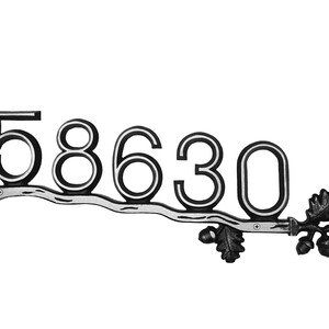 Custom House Number Sign, Horizontal and Aluminum: Oak Bar Address Plaque image 2