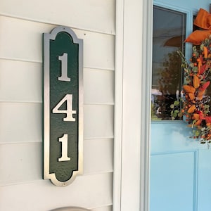 Aluminum Vertical House Number Sign: Traditional Style, "Palmer" Design, (4 1/4"x 17")