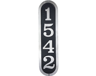 Vertical Aluminum House Number Sign: Traditional Arch Shape, Bold Font, 17 1/4" X 4 1/4")